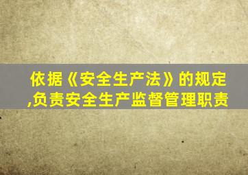 依据《安全生产法》的规定,负责安全生产监督管理职责