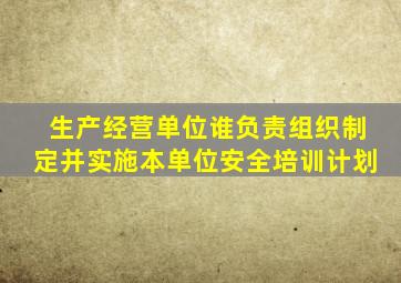 生产经营单位谁负责组织制定并实施本单位安全培训计划
