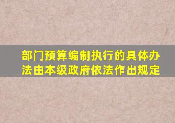 部门预算编制执行的具体办法由本级政府依法作出规定