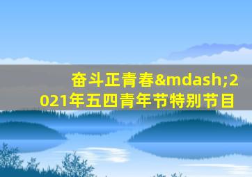 奋斗正青春—2021年五四青年节特别节目