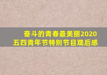 奋斗的青春最美丽2020五四青年节特别节目观后感
