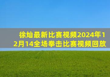 徐灿最新比赛视频2024年12月14全场拳击比赛视频回放