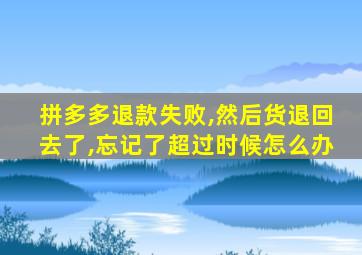 拼多多退款失败,然后货退回去了,忘记了超过时候怎么办