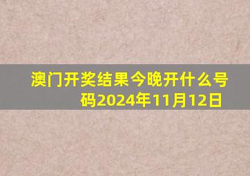 澳门开奖结果今晚开什么号码2024年11月12日
